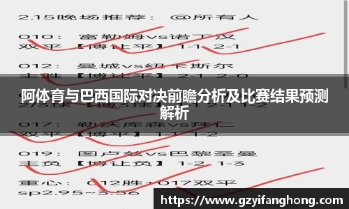 阿体育与巴西国际对决前瞻分析及比赛结果预测解析